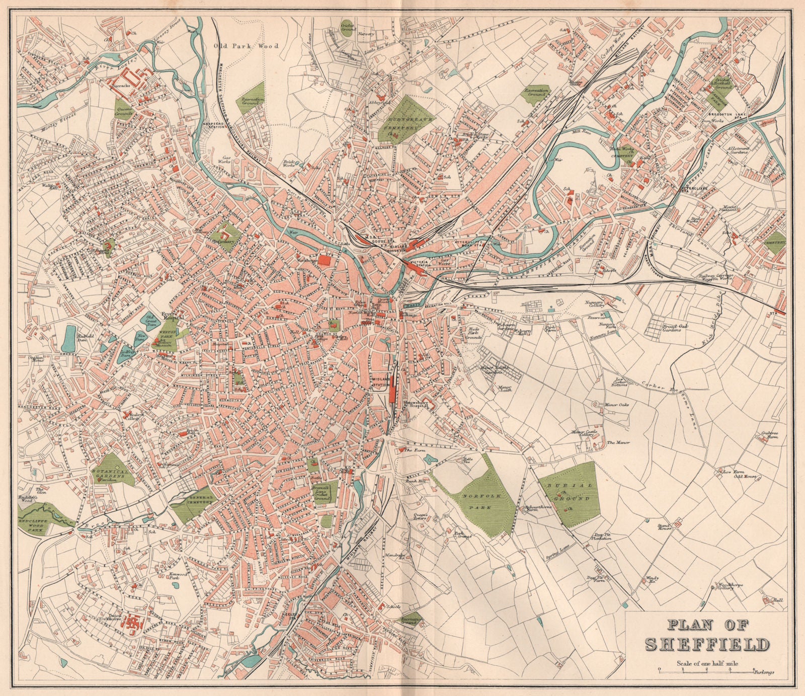 SHEFFIELD. Antique town/city map plan. Yorkshire 1893 old chart